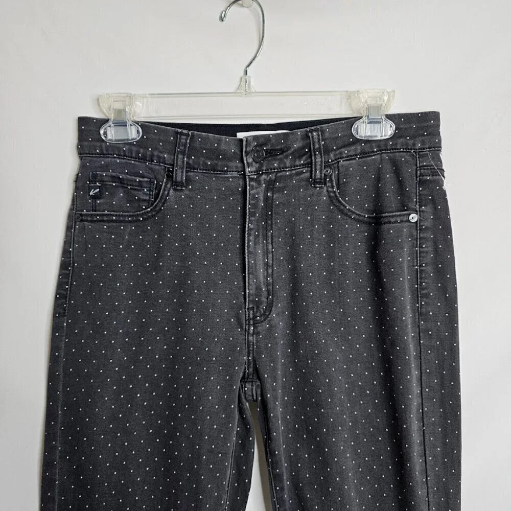 KANCAN Skinny Jeans size 9/28 BLACK w POLKA DOTS Preppy Mid Rise Pants Chic Cute - Picture 3 of 9